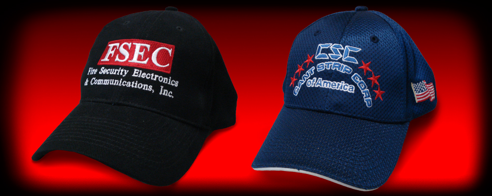 Embroidered hats for Fire Security Electronics and Cant Strip Corp